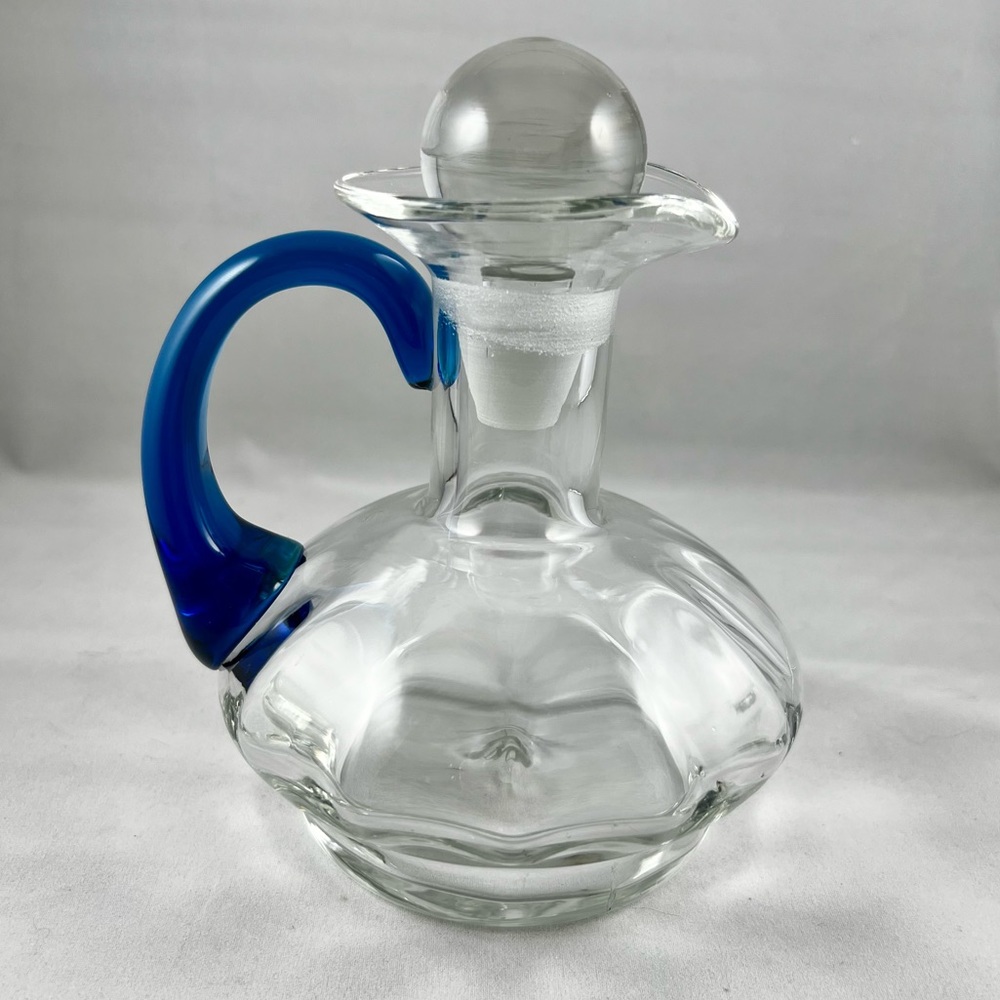 Cobalt Handle Art Glass Cruet